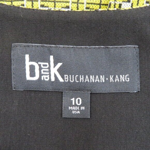 Buchanan Kang Women 10 Yellow Geometric Tight Knit Long Sleeve Cardigan Sweater - Picture 8 of 9